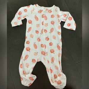 Carter's White and Orange Pumpkin Design Footie One Piece Pajama